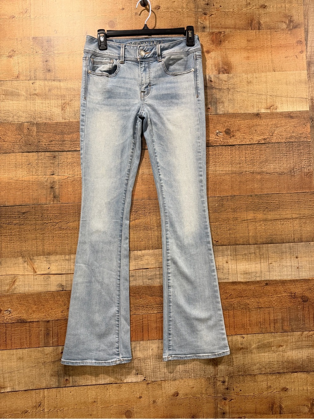 American Eagle Kick Boot Super Stretch Light Blue Jeans Size 4 Regular
